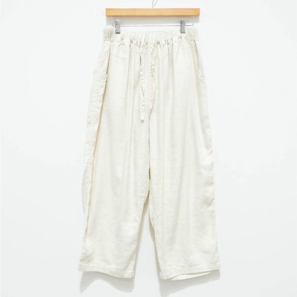 Ichi Antiquités Pants - Ichi Antiquités Linen Silk Pants O/S White Wide Leg Pull On Coastal Minimalist